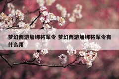 梦幻西游加绑将军令 梦幻西游加绑将军令有什么用