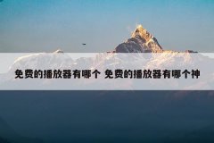 免费的播放器有哪个 免费的播放器有哪个神