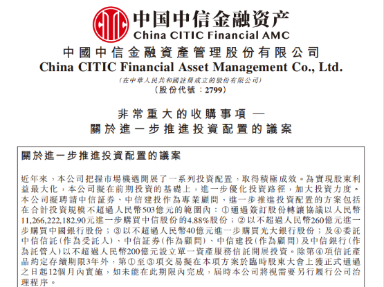 中信金融资产503亿投资全景：战略决策与市场机遇