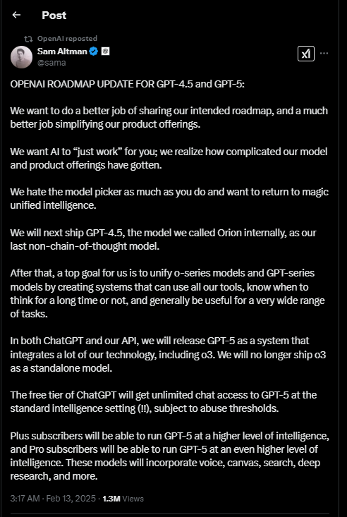 OpenAI宣布即将推出GPT-5 整合多项新技术